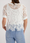 Monari Wide Knit Lace Pattern T-Shirt, White