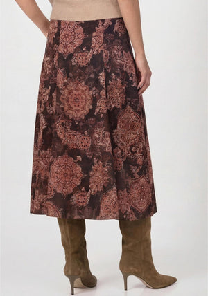Monari Paisley Pattern Midi Skirt, Brown Multi