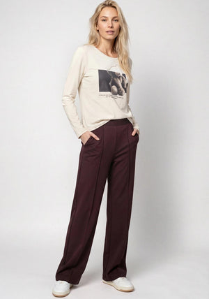 Monari Elastic Lettering Band Trousers, Brown