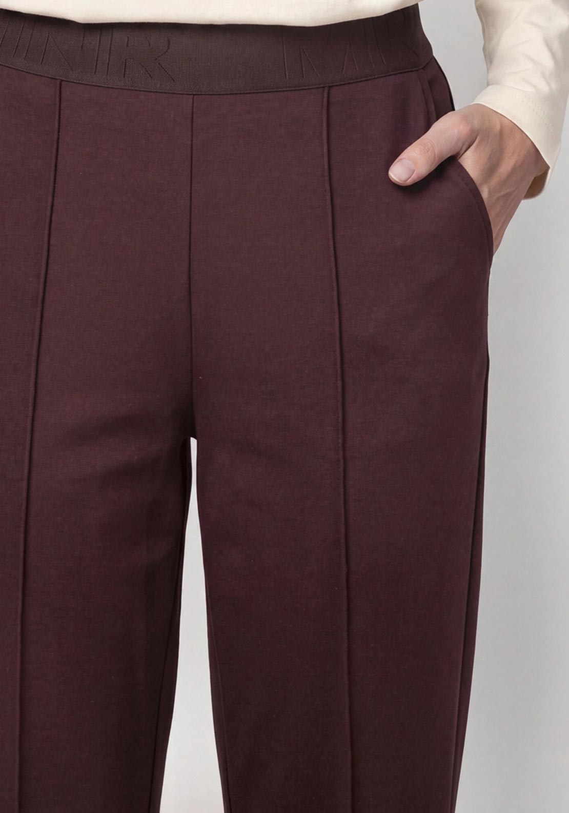 Monari Elastic Lettering Band Trousers, Brown
