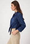Monari Knot Detail Crop Denim Shirt, Medium Blue