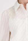 Monari Pinstripe with Bead Detail Blouse, Off-White