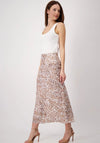 Monari Leopard Satin Midi Skirt, Beige