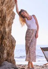 Monari Leopard Satin Midi Skirt, Beige