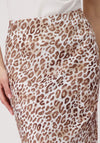 Monari Leopard Satin Midi Skirt, Beige