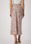 Monari Leopard Satin Midi Skirt, Beige