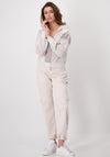 Monari Colour Block Lurex Hooded Cardigan, Silver