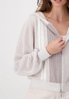 Monari Colour Block Lurex Hooded Cardigan, Silver