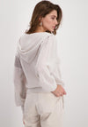 Monari Colour Block Lurex Hooded Cardigan, Silver
