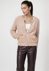 Monari Fluffy Textured Zip Up Cardigan, Beige