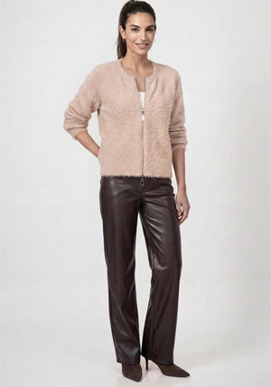 Monari Fluffy Textured Zip Up Cardigan, Beige