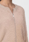 Monari Fluffy Textured Zip Up Cardigan, Beige