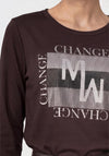 Monari Long Sleeve with Rhinestones Top, Brown