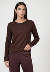Monari Round Neckline with Rhinestone Detail Top, Brown