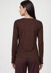 Monari Round Neckline with Rhinestone Detail Top, Brown