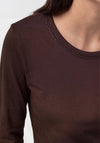 Monari Round Neckline with Rhinestone Detail Top, Brown