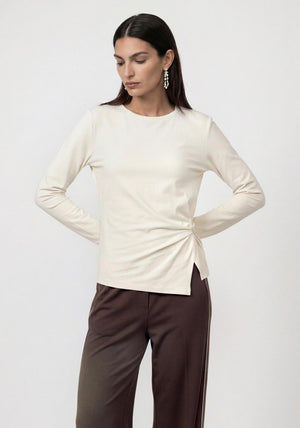 Monari Knot Detail Long Sleeve Top, Cream