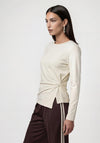 Monari Knot Detail Long Sleeve Top, Cream