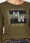Monari Rhinestone Detail Top, Olive Green
