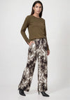 Monari Round Neckline with Rhinestones Top, Olive Green