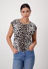 Monari Leopard Print Elastic Trim Top, Brown