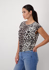 Monari Leopard Print Elastic Trim Top, Brown