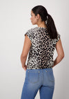 Monari Leopard Print Elastic Trim Top, Brown