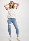 Monari Rhinestone Letter Top, Off White