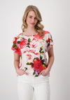Monari Floral Print Elastic Hem Top, Pink Multi