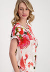 Monari Floral Print Elastic Hem Top, Pink Multi