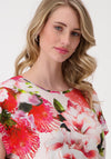 Monari Floral Print Elastic Hem Top, Pink Multi