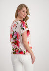 Monari Floral Print Elastic Hem Top, Pink Multi