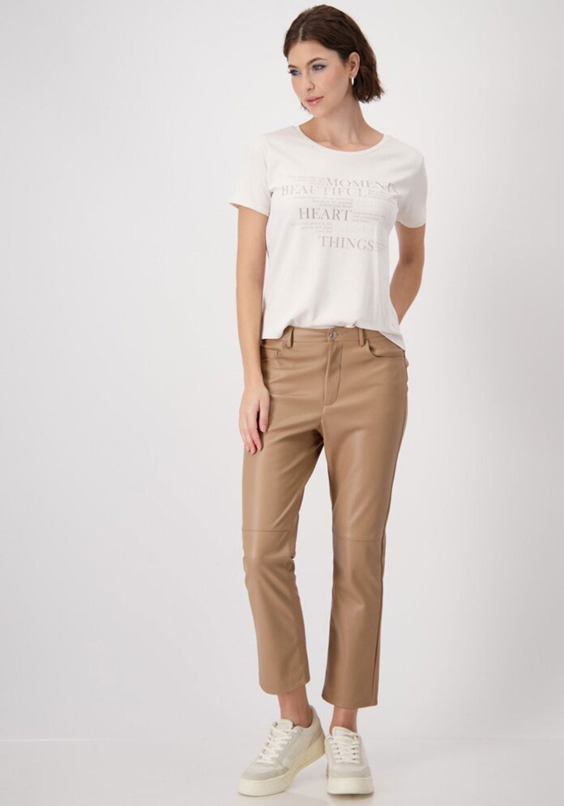 Monari Rhinestone Graphic T-Shirt, Cream