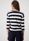 Monari Striped V Neck Top, Navy and White