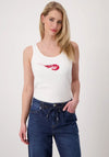 Monari Embellished Shrimp Ribbed Top, White