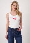 Monari Embellished Shrimp Ribbed Top, White