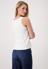 Monari Embellished Shrimp Ribbed Top, White