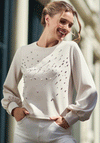 Monari Diamante Embellished Top, Cream