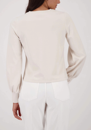 Monari Diamante Embellished Top, Cream