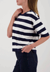 Monari striped Short Sleeve Top, Navy and White