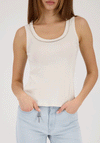 Monari Diamante Round Neck Vest Top, Cream