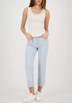 Monari Diamante Round Neck Vest Top, Cream