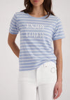 Monari Rhinestone Graphic Striped T-Shirt, Blue