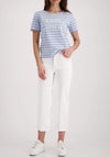 Monari Rhinestone Graphic Striped T-Shirt, Blue