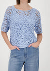 Monari Cornelly Pattern Sheer Top, Blue