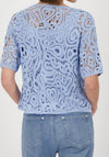 Monari Cornelly Pattern Sheer Top, Blue
