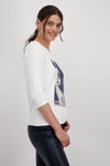 Monari Shoe Graphic Print Cropped Sleeve Top, White