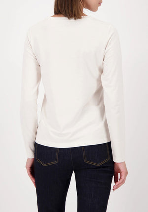 Monari Rhinestone Embellished Long Sleeve Top, White