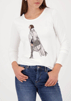Monari Fashion Print Long Sleeve Top, Off White