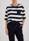 Monari Striped with Pocket Detail Top, White and Navy